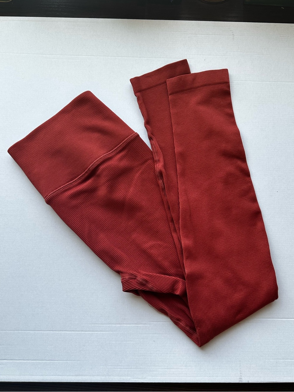 Victoria's Secret Rust Red Ribbed High Rise Leggings Size Medium